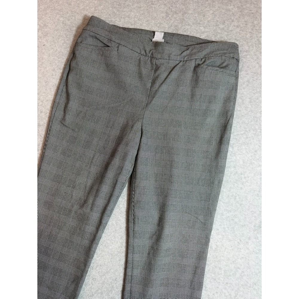 Chico's Pull On Slim Cropped Pants Womens Size 2R (US 12R) Gray Plaid Stretch